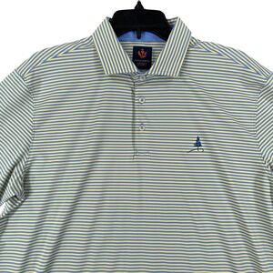 Donald Ross Sport Polo Shirt Mens L Yellow Blue Striped Performance Golf Tee